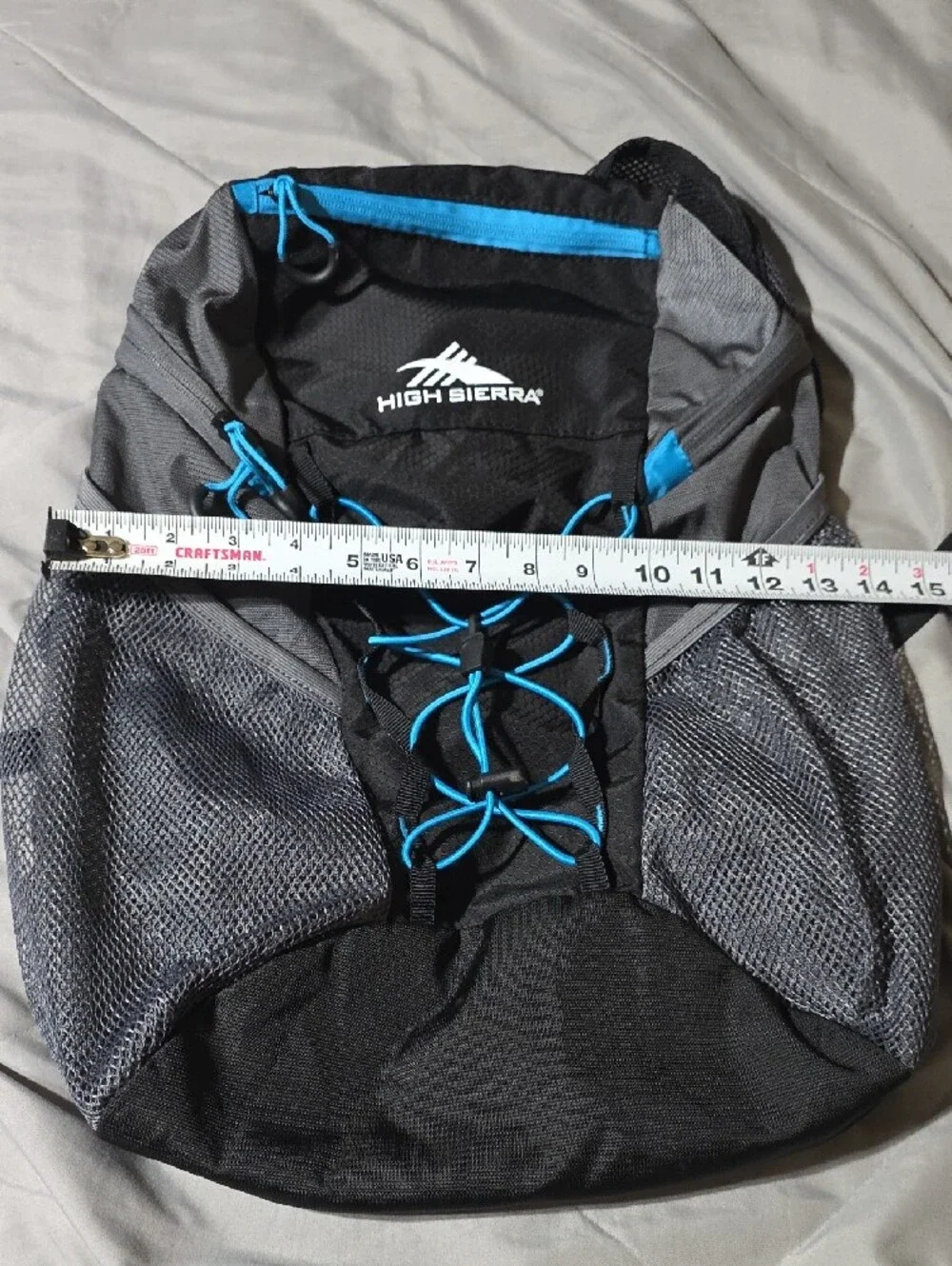 High Sierra Black and Blue Men’s Backpack with Front Bungee 18 In